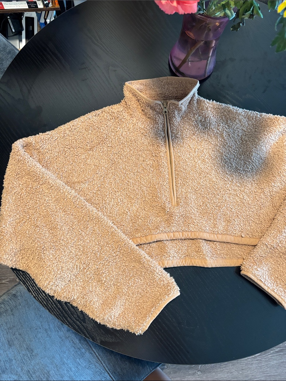 Skims Cozy Tan Sherpa Half-Zip Pullover Jacket US L/XL